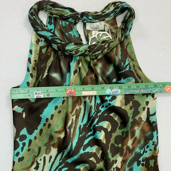 Abstract Brown Turquoise Animal Print Halter Top Dress Barn Blouse Size S - Picture 10 of 15